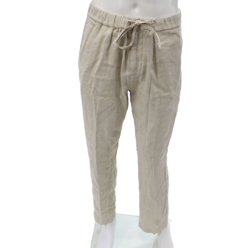 Frescobol Carioca Mens Chino Pants Beige Drawstring Linen Summer Size 34